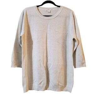 Jaclyn Smith Womens Crew Neck Sweater Size XL White Metallic Silver 3/4 Sleeve
